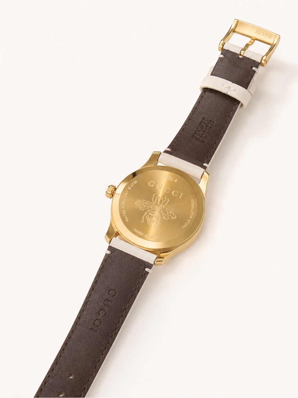 NWT Gucci Cream Leather Watch with Gold-Tone Case - Picture 7 of 9